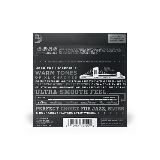 D'Addario ECG24 Chromes Flat Wound, Jazz Light, 11-50