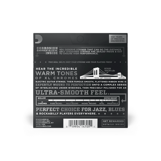 D'Addario ECG25 Chromes Flat Wound, Light, 12-52