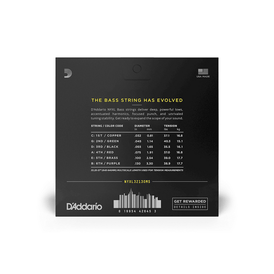 D'Addario NYXL Bass Multiscale 6, 32-130 Regular Light