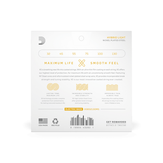 D'Addario XS Nickel 6, Multi Scale, 32-130 Hybrid Light