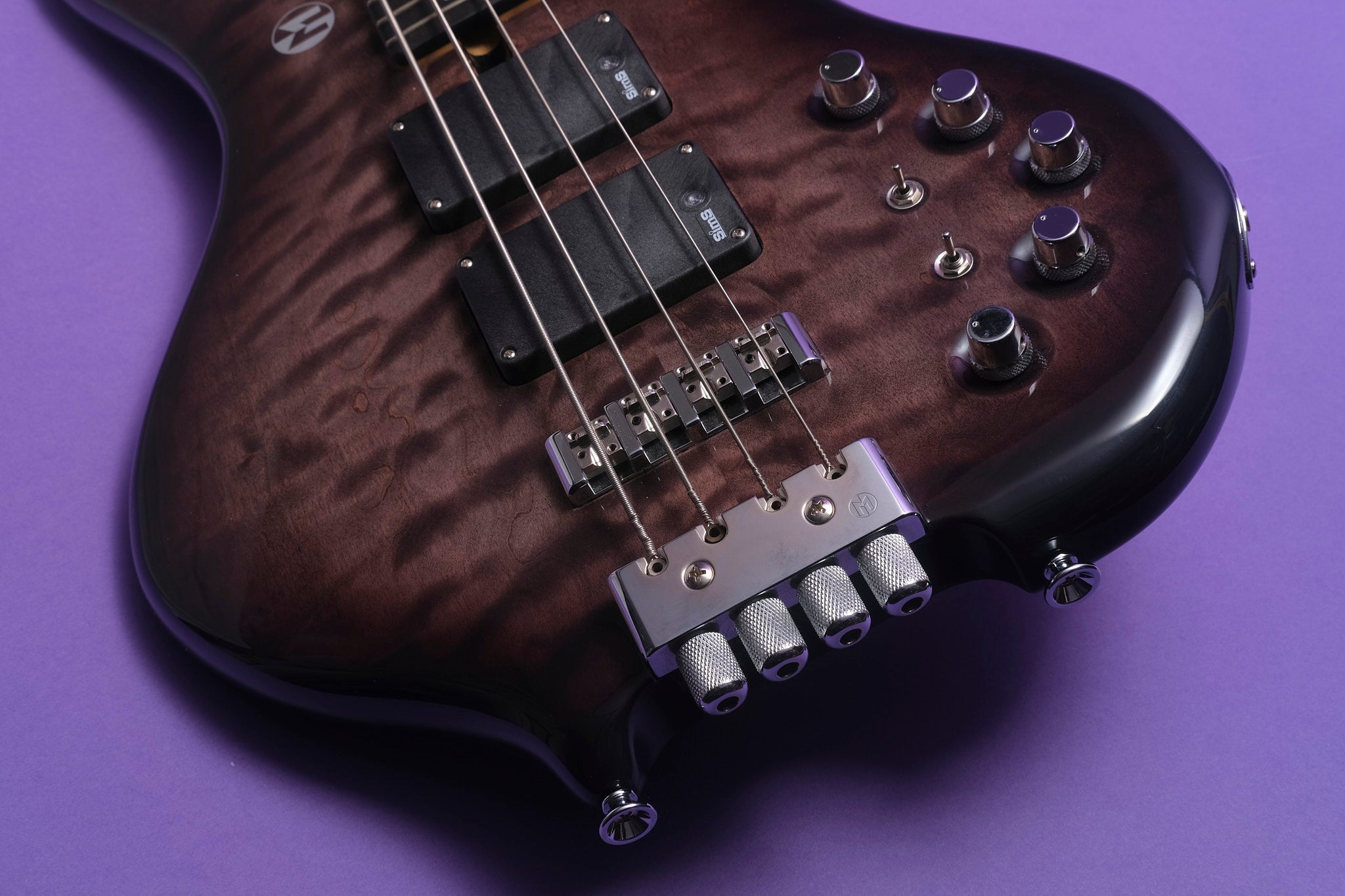 Maruszczyk Frog Omega: Charcoal Burst Headless Bass - Sarg's Guitars