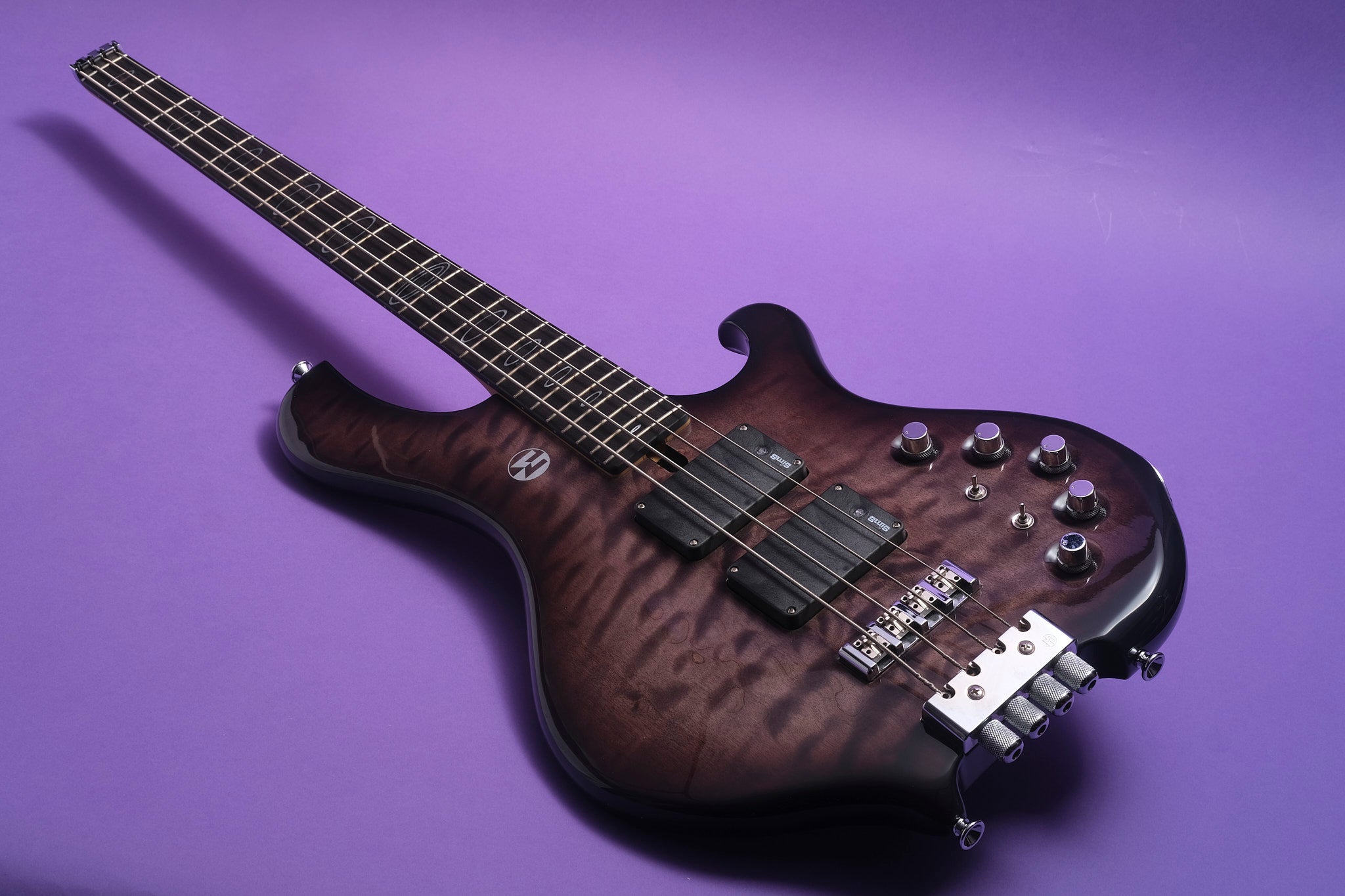 Maruszczyk Frog Omega: Charcoal Burst Headless Bass - Sarg's Guitars