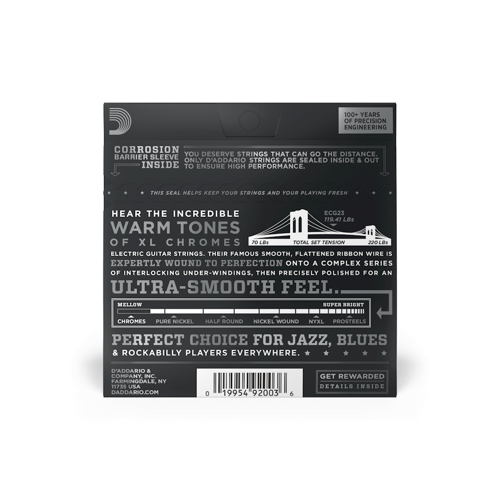 D'Addario ECG23 Chromes Flat Wound,Extra Light, 10-48