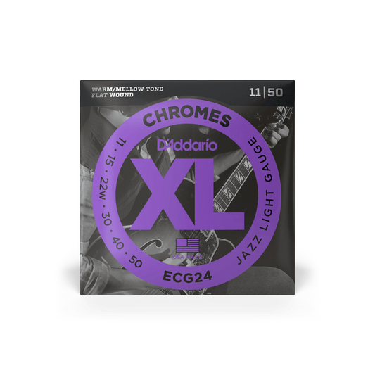 D'Addario ECG24 Chromes Flat Wound, Jazz Light, 11-50