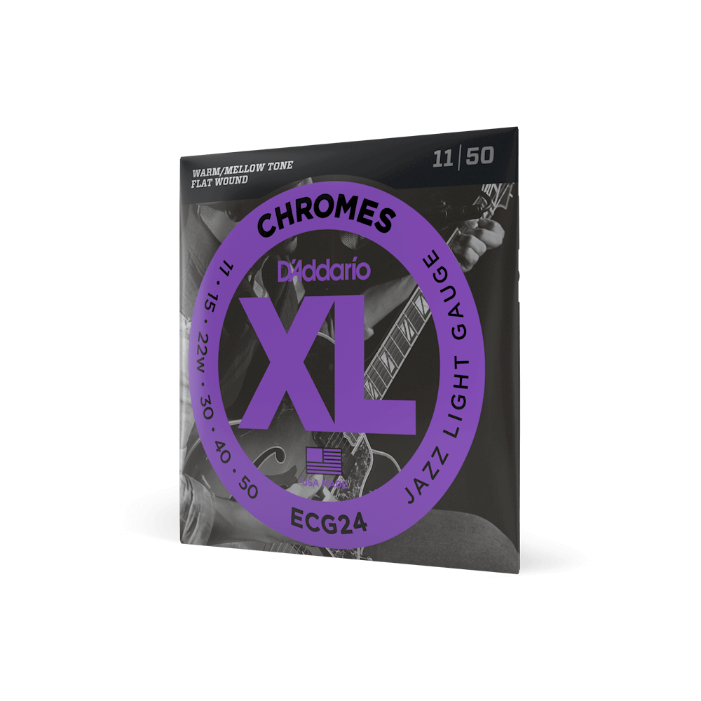 D'Addario ECG24 Chromes Flat Wound, Jazz Light, 11-50