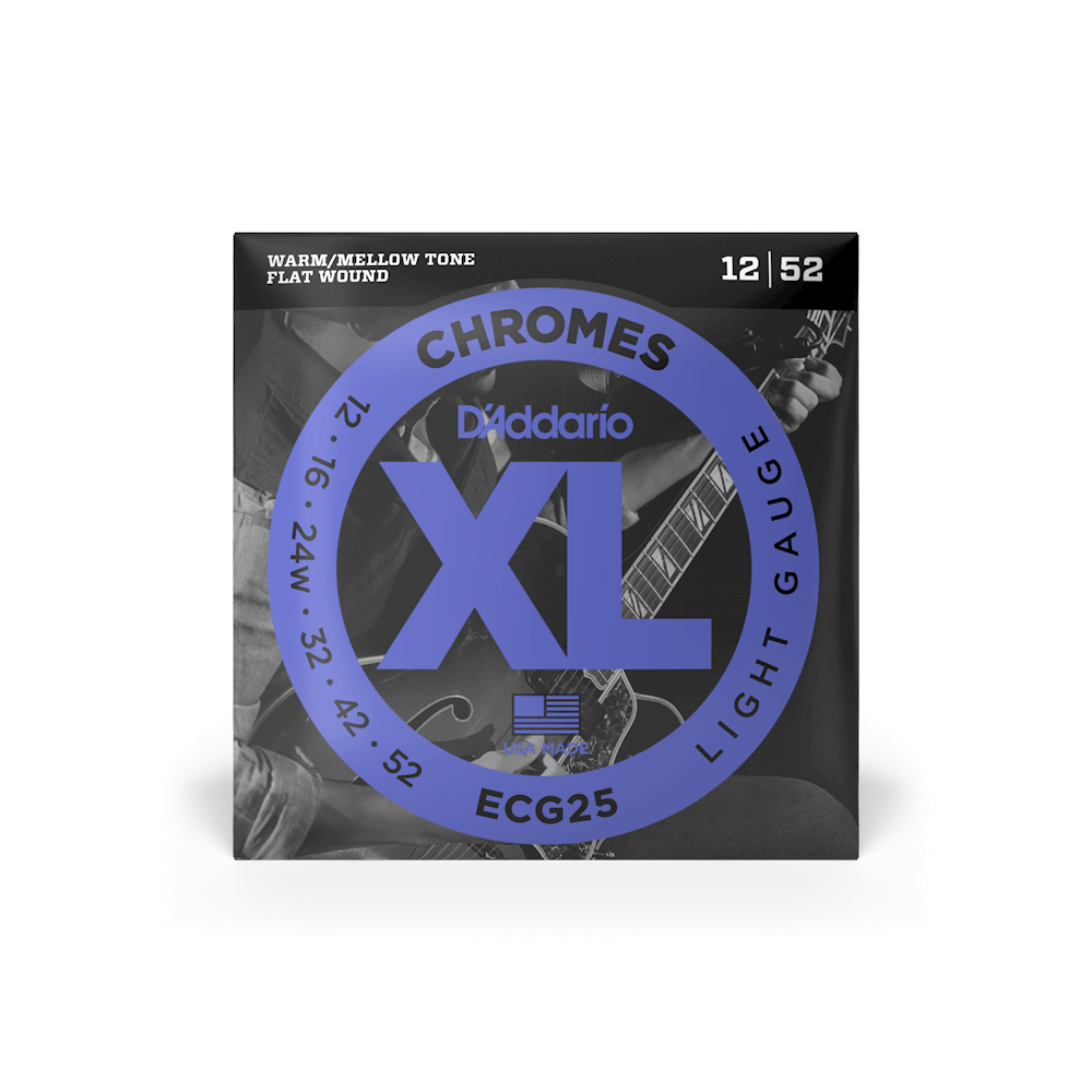D'Addario ECG25 Chromes Flat Wound, Light, 12-52