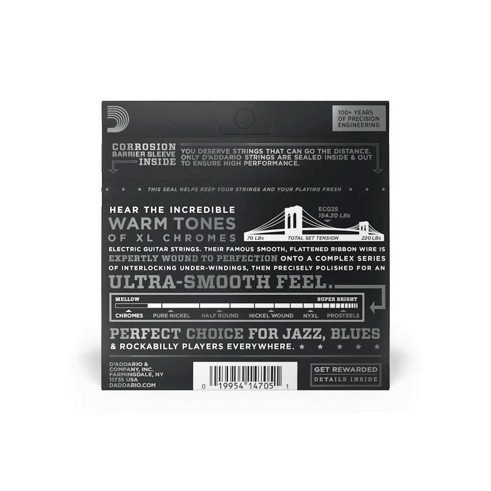 D'Addario ECG25 Chromes Flat Wound, Light, 12-52