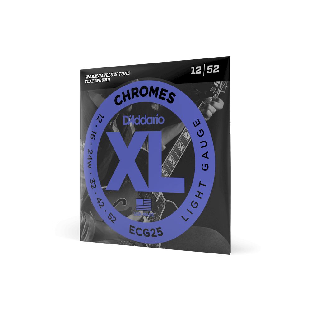 D'Addario ECG25 Chromes Flat Wound, Light, 12-52