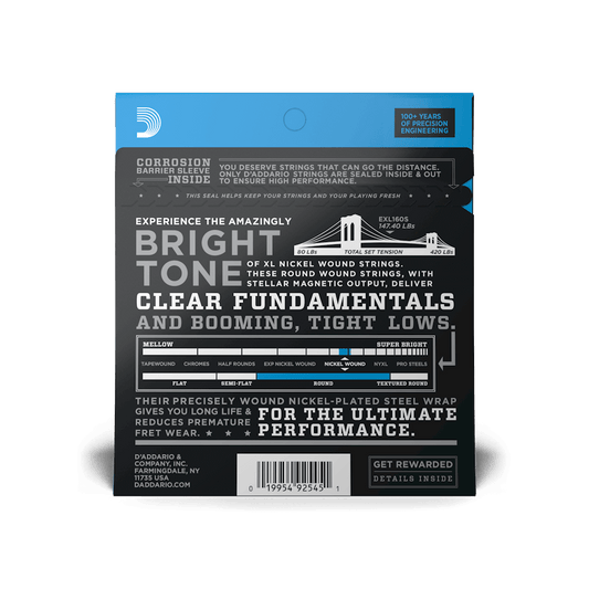 D'Addario EXL160S Nickel Wound Bass, Medium, 50-105, Short Scale