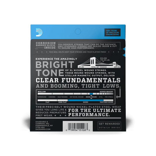D'Addario EXL165 Nickel Wound Bass, Custom Light, 45-105, Long Scale
