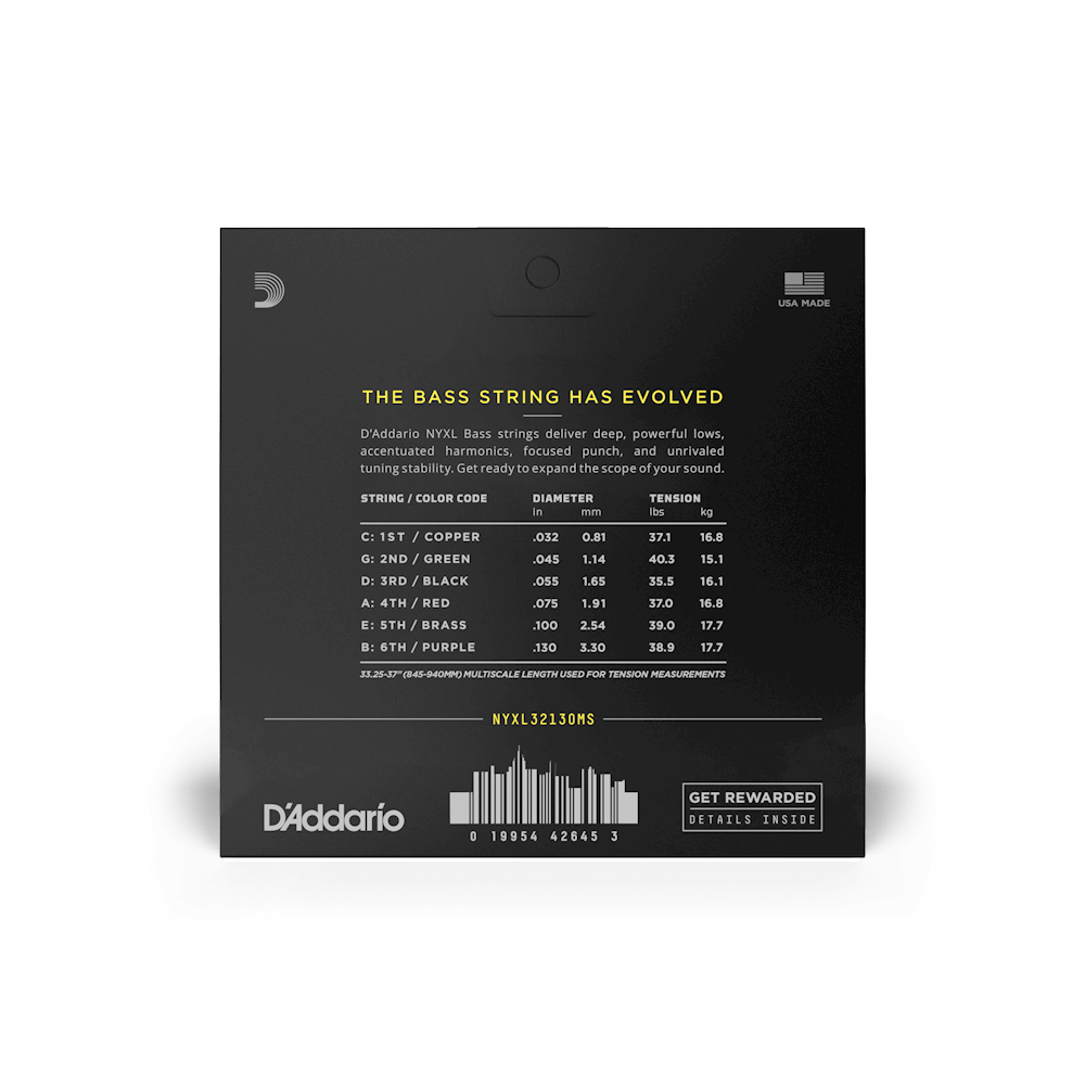 D'Addario NYXL Bass Multiscale 6, 32-130 Regular Light