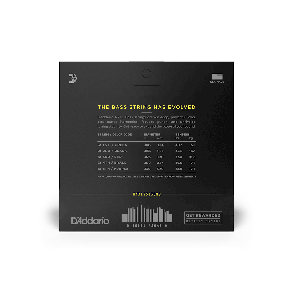 D'Addario NYXL Bass Multiscale 5, 45-130 Regular Light