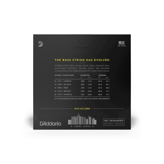 D'Addario NYXL Bass Multiscale 5, 45-130 Regular Light
