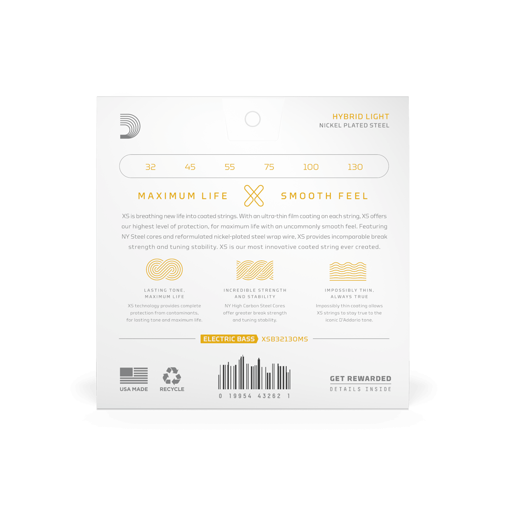 D'Addario XS Nickel 6, Multi Scale, 32-130 Hybrid Light