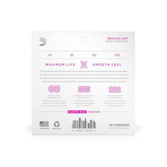 D'Addario XS Nickel 4, Long Scale, 45-100 Regular Light