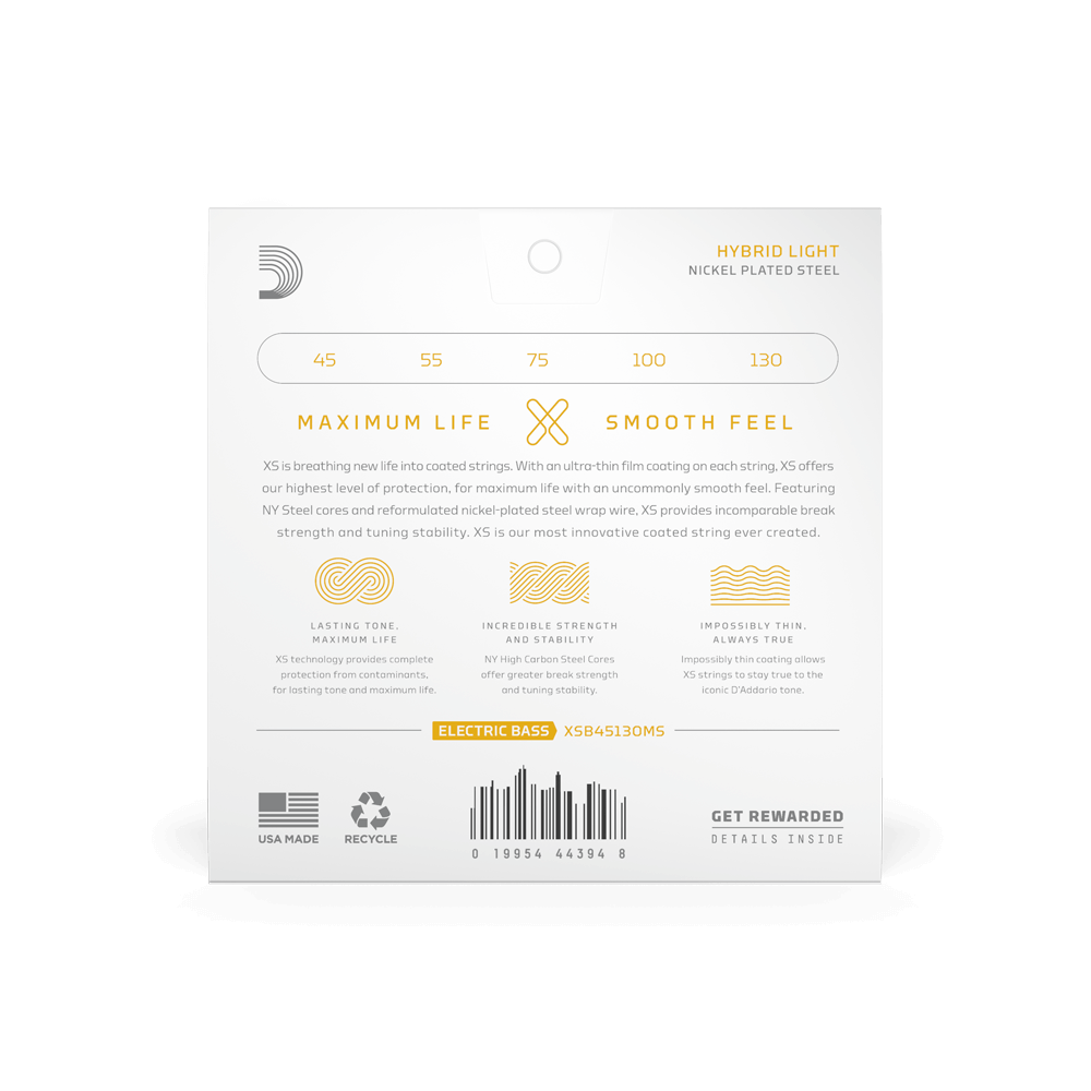 D'Addario XS Nickel 5, Multi Scale, 45-130 Hybrid Light