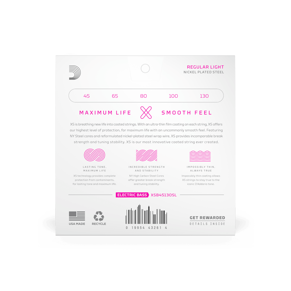 D'Addario XS Nickel 5,  Super Long Scale, 45-130 Regular Light