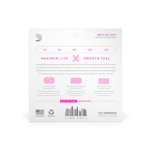 D'Addario XS Nickel 5,  Super Long Scale, 45-130 Regular Light